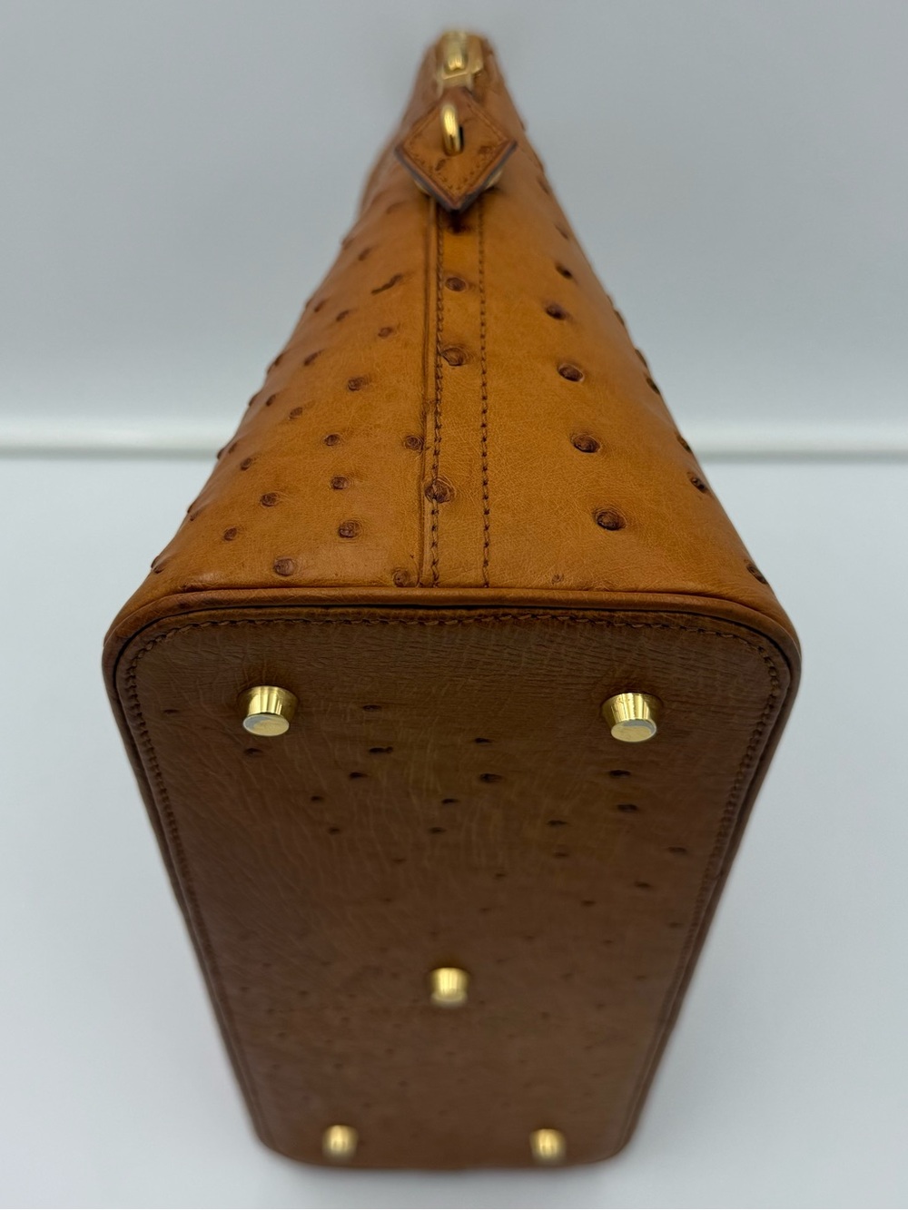🇫🇷michel adolphe PARIS Unisex Brown Exotic OSTRICH BUGATTI 31 Bag Made in FRANCE - Picture 10 of 16